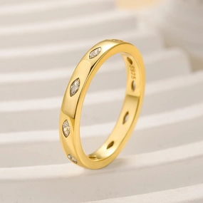 Louily Noble Marquise Cut Yellow Gold Wide Wedding Band Elegant Piece Sculpted Accent