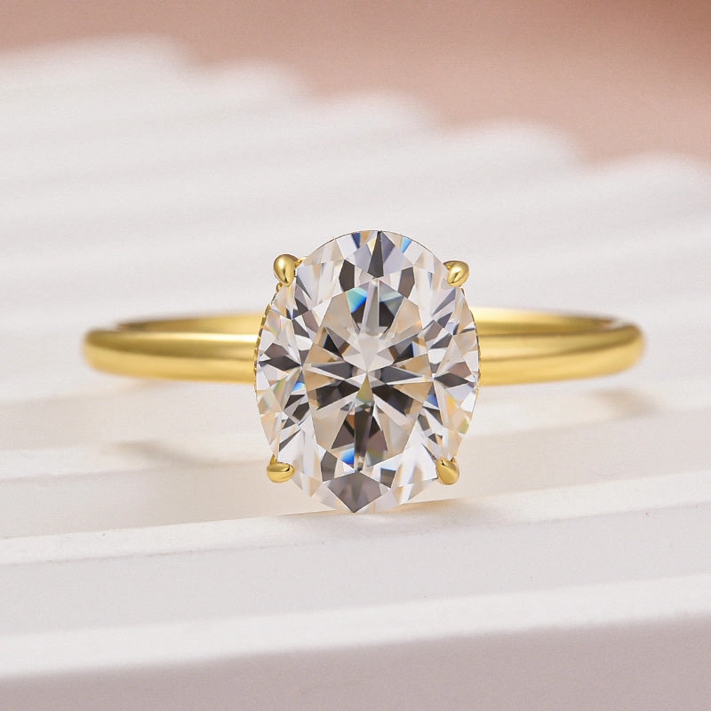 Expressive Accent Louily Sparkle Moissanite 2.0 Carat Oval Cut Engagement Ring In Sterling Silver