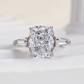 Louily Stunning Cushion Cut Three Stone Women's Engagement Ring In Sterling Silver Chic Shine