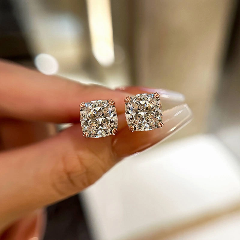 Gifting Light Mirror Selfie Louily Stunning Sterling Silver Cushion Cut Stud Earrings for Women