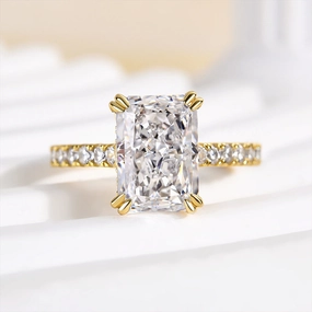Graceful Choice Louily Stunning Yellow Gold Radiant Cut Simulated Diamond Engagement Ring
