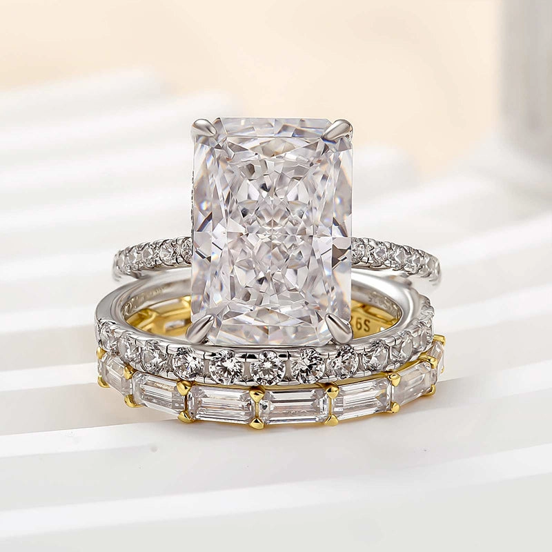 Louily Timeless 3PCS Radiant Cut Wedding Ring Set Trendy Highlight
