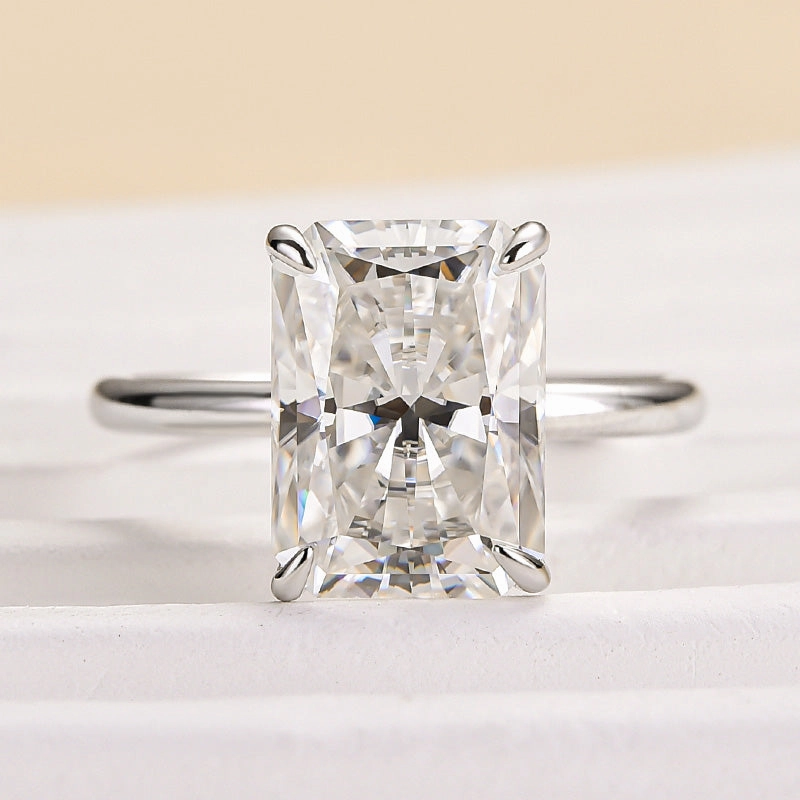 Creative Finish Elegant Treasures Louily Timeless Moissanite 4.5 Ct Radiant Cut Engagement Ring