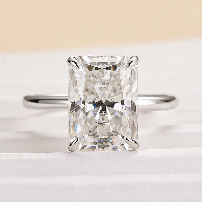 Trendy Charm Allure Detail Louily Timeless Moissanite 4.5 Ct Radiant Cut Engagement Ring