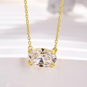 Bold Combo Louily Timeless Yellow Gold Oval Cut Pendant Necklace For Women