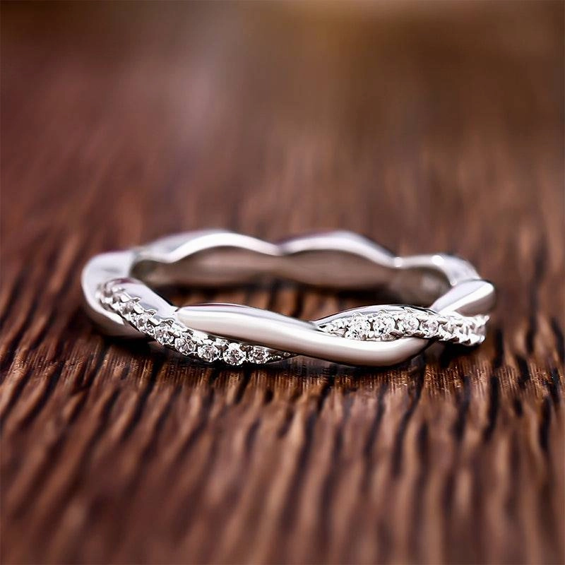 Louily Twist Eternity Wedding Band for Women In Sterling Silver Allure Sparkle