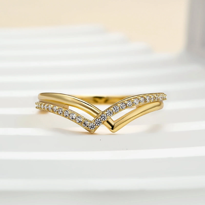 Everyday Fashion Louily Unique Yellow Gold Wedding Band For Women In Sterling Silver