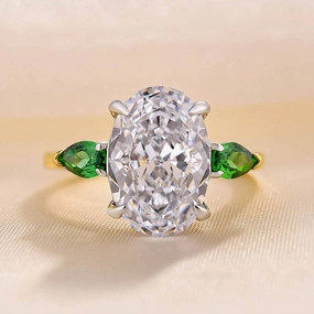 Louily Vintage Two-Tone Oval Cut Three Stone Engagement Ring In Sterling Silver Refined Touch