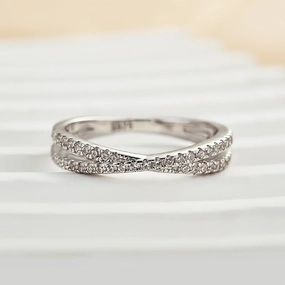 Trendy Glow Louily  X Criss Cross Wedding Band For Women In Sterling Silver