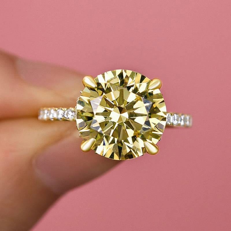 Louily Yellow Gold Round Cut Yellow Sapphire Engagement Ring In Sterling Silver Everyday Luxury