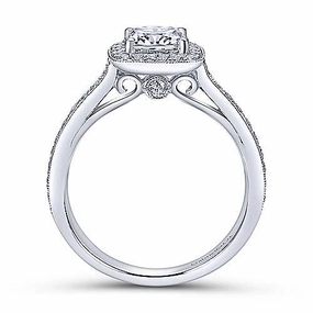 Fantastic Accessory Out Of Box Classic Cushion Halo Diamond Ring .28 Cttw  14K White Gold