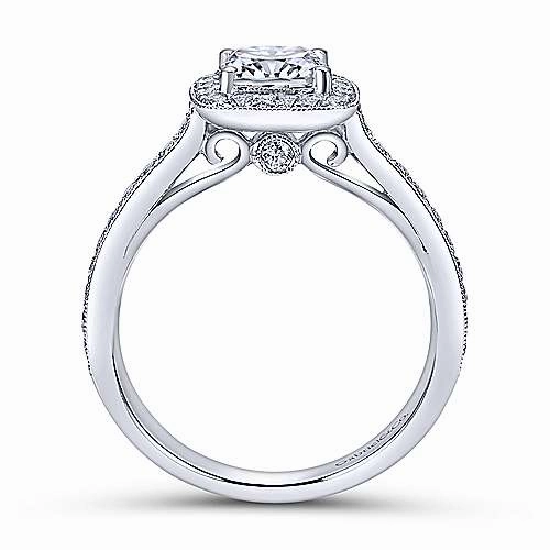 Signed Piece Refined Motion Classic Cushion Halo Diamond Ring .28 Cttw  14K White Gold