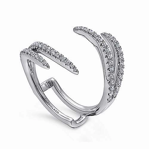 Luxurious design Pave Set Double Flared Diamond Wedding Band  14K White Gold