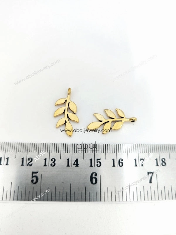 elegant design Fine Finish Golden leaf Charms golden twig charm CHMG119 2 charms