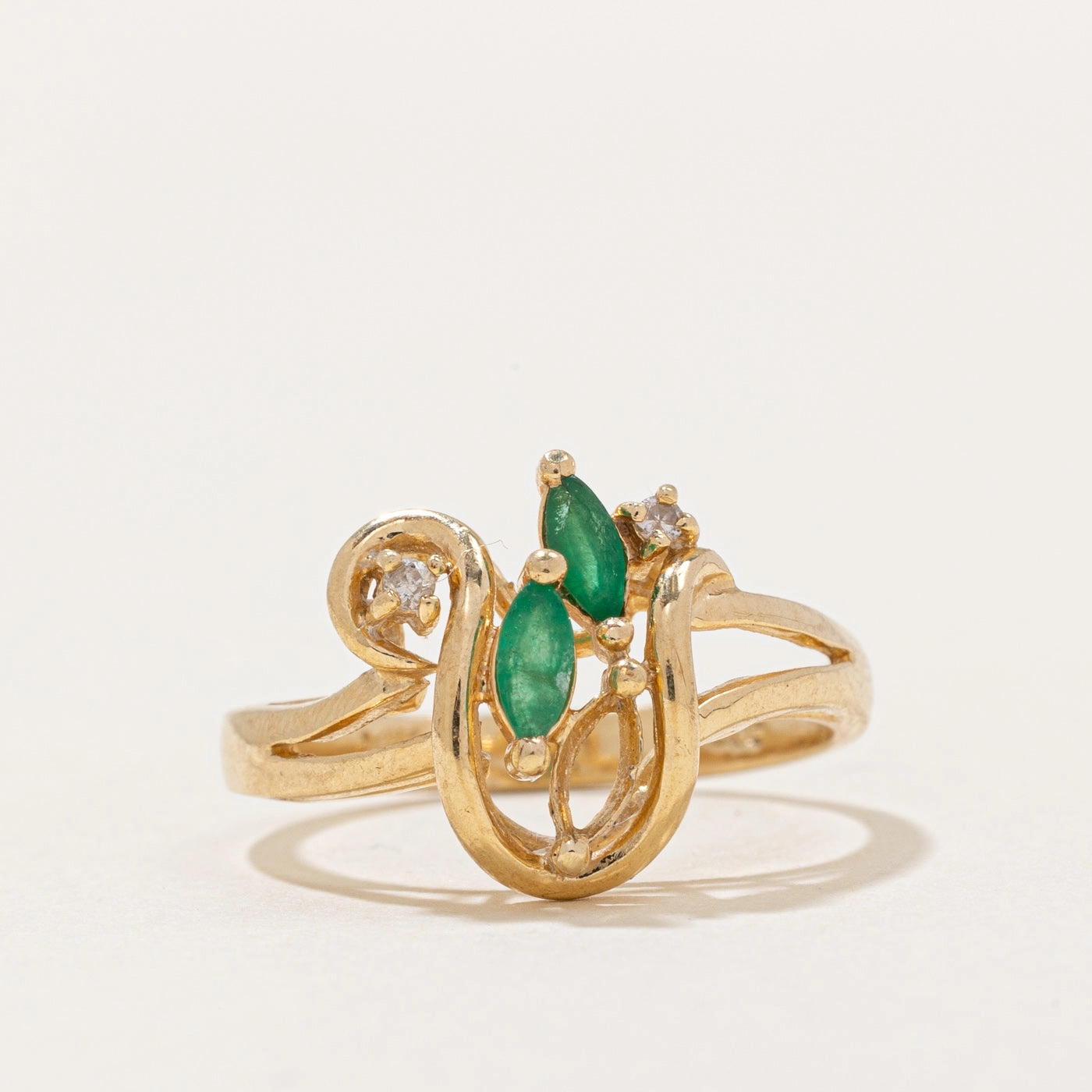 Sophisticated Touch Everyday Spark Emerald & Diamond Cocktail Ring | 0.14ctw, 0.01ctw | SZ 6.75 |