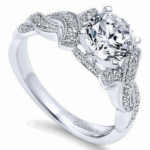 Low-Cost Work Twisted Shank Round Diamond Ring 14K White Gold .24 Cttw 205A
