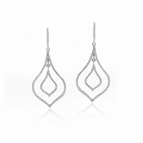 Rhodium Plated Sterling Silver MicroPave Marquis Earrings Runway Inspired Instant Edge