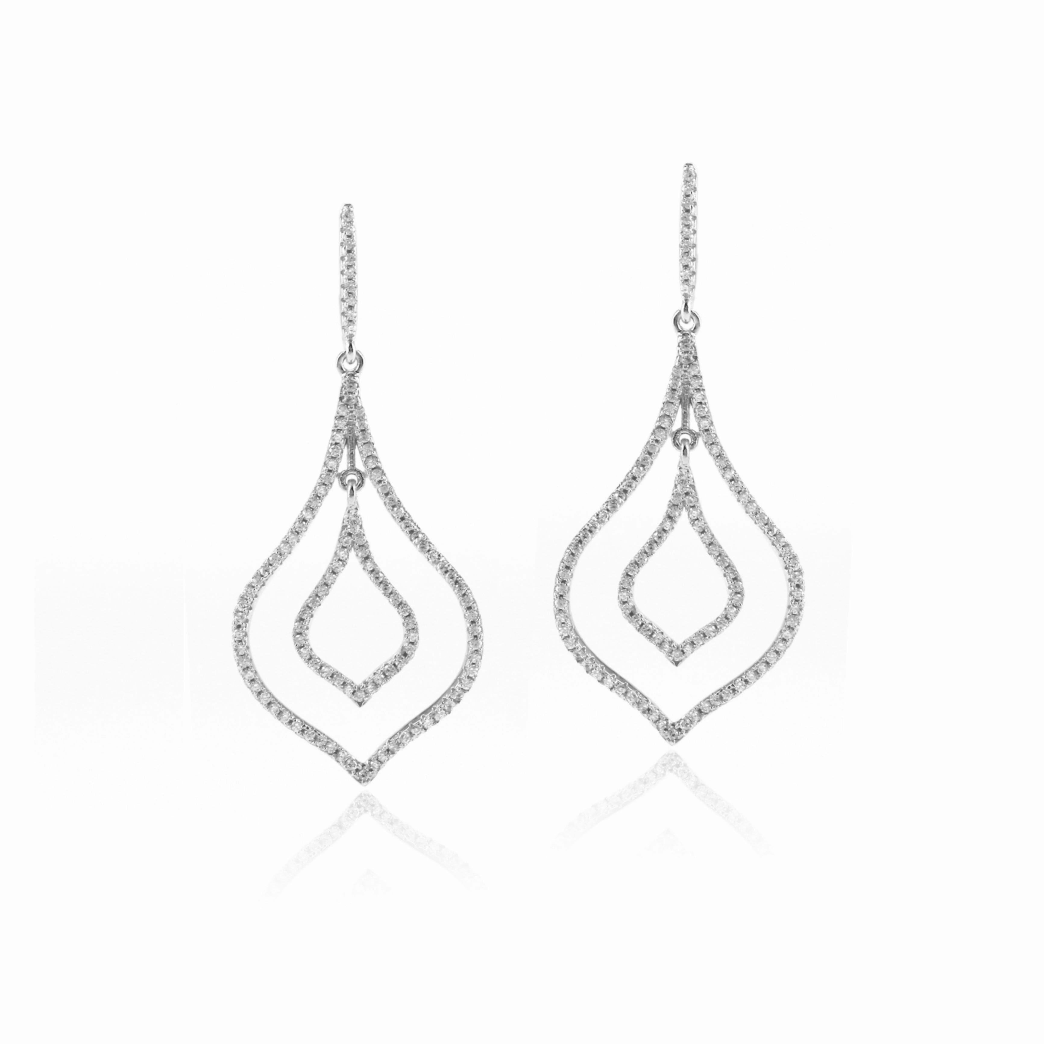 Rhodium Plated Sterling Silver MicroPave Marquis Earrings Runway Inspired Instant Edge
