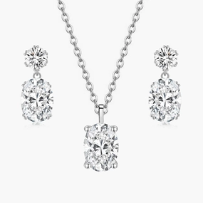 Oval Cut CZ Necklace and Earrings Set Opulent Craft