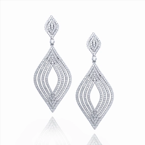 Sterling Silver Marquis Micropave Earrings Wedding Ensemble