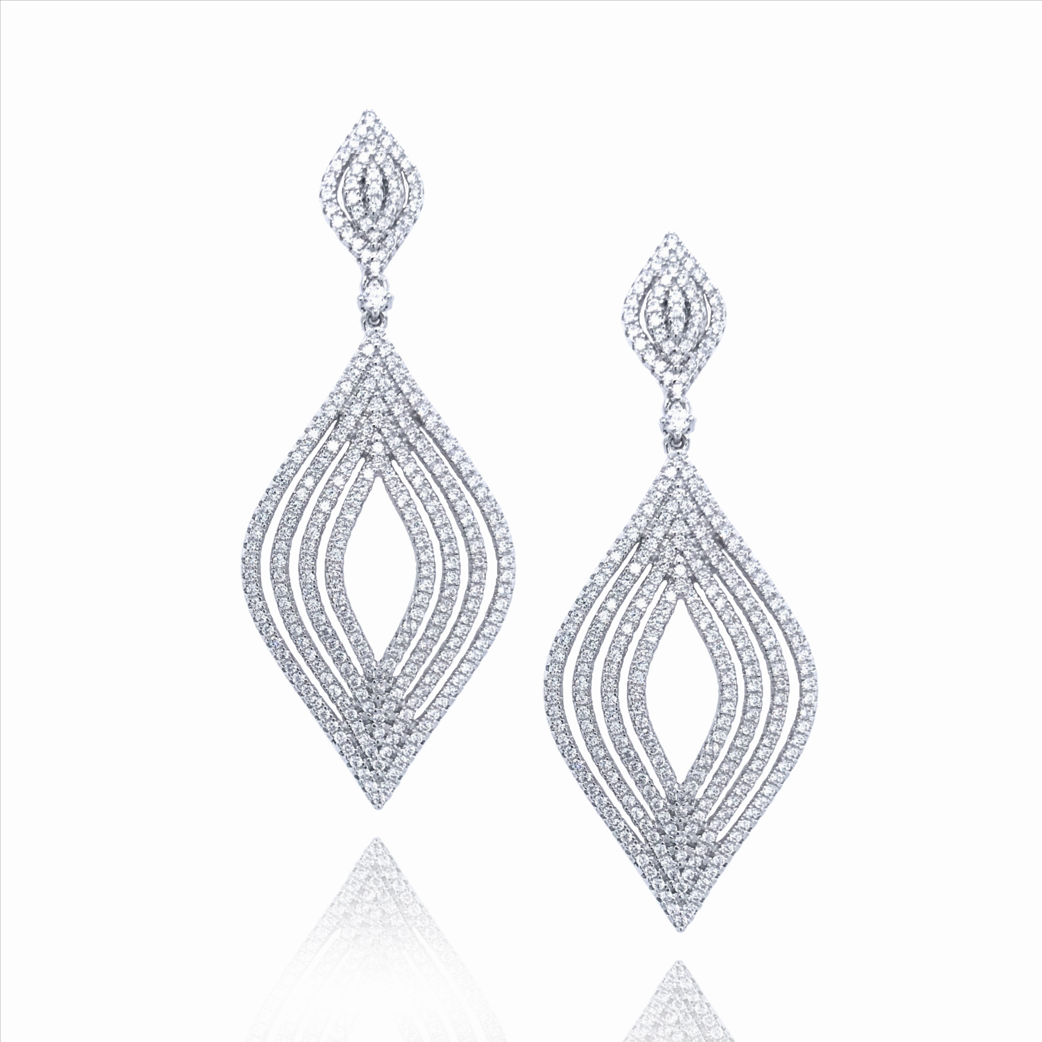 Sterling Silver Marquis Micropave Earrings Wedding Ensemble