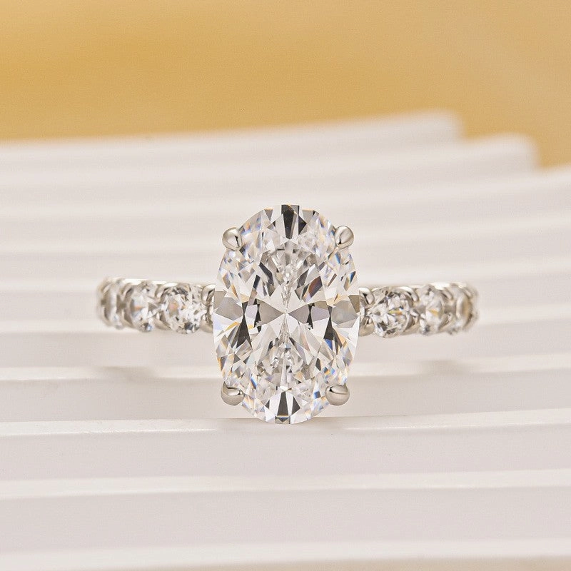 Artful Edge Cool feature Luxe 4.0Ct Oval Cut Engagement Ring In Sterling Silver For Women