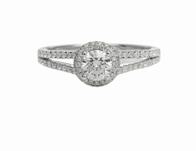 HighEnd Mark 14 Karat White Gold Split Shank Halo Engagement Ring (1.19cttw)