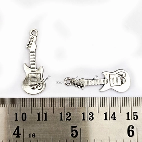 Silver guitar charm music theme guitar player charm CHMS92 2 charms Gentle Finish Special Edition