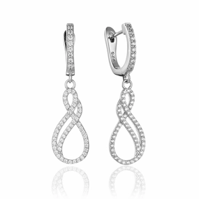 Sterling Silver Micropave Twisted Double Teardrop (Infinity) Earring Stylish Design Natural Touch