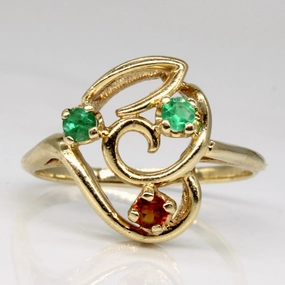 Swirling Emerald & Citrine Ring | 0.12ctw, 0.06ct | SZ 8 | Romantic Style Muted Style