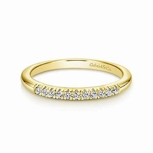 Portofino - 14K Yellow Gold French Pave Set Diamond Wedding Band Subtle Shine