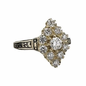 Personal Art Personal Choice Diamond Cluster Black Enamel Ring - 1.25 carat total weight