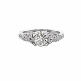 Fine Style Modern Gift ANTIQUE DIAMOND ENGAGEMENT RING WITH DIAMONDS THROUGHOUT SETTING 1.17 CTTW