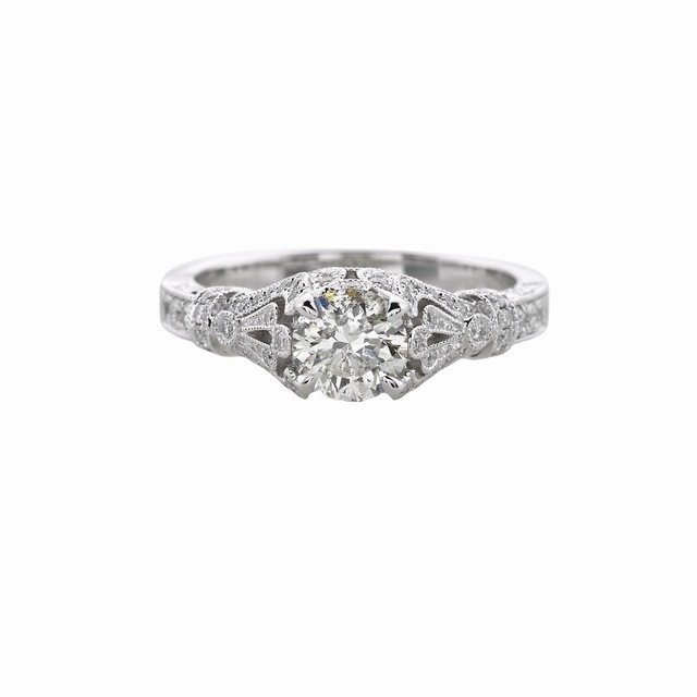 Fine Style Modern Gift ANTIQUE DIAMOND ENGAGEMENT RING WITH DIAMONDS THROUGHOUT SETTING 1.17 CTTW