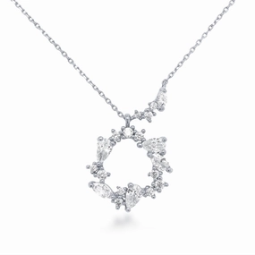 Sterling Silver CZ Wreath Necklace Premium Charm