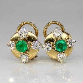 Glam Detail Diamond & Emerald Earrings | 1.50ctw, 0.62ctw |