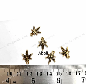 Golden maple leaf Charm maple leaves nature tree outdoor CHMG89 5 charms Ethereal Accent