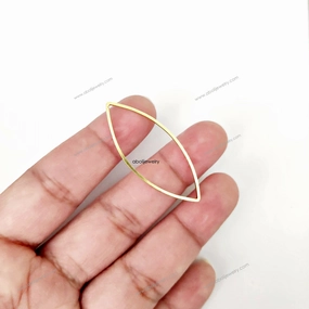 Raw brass marquise connector bezel eye shape bezel RBC20 1 charm Shiny Gem