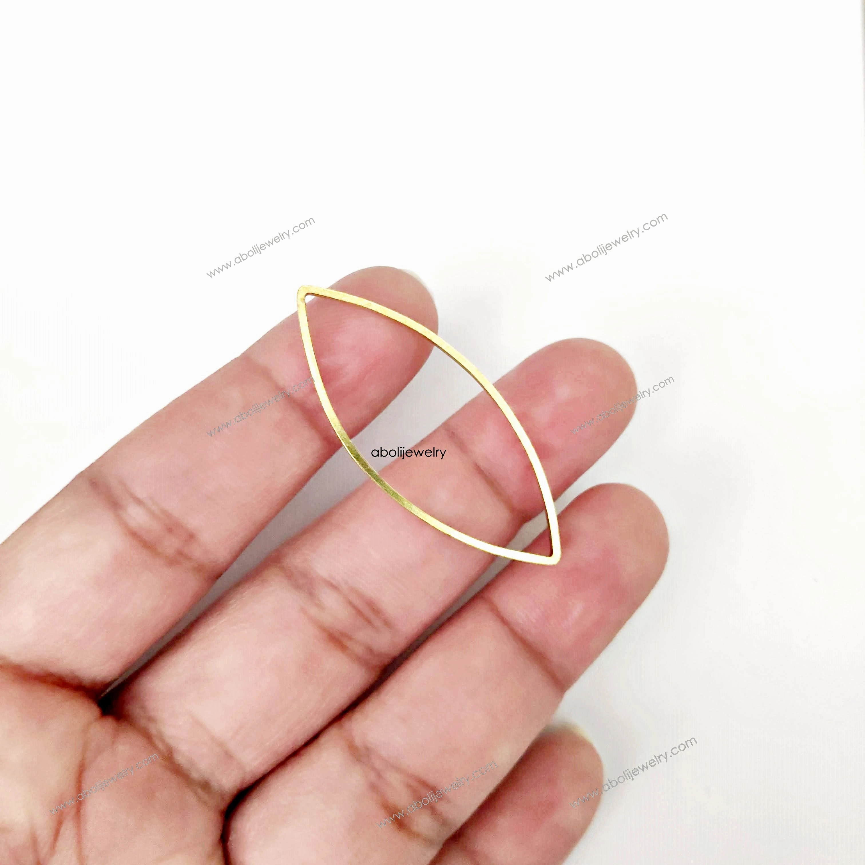 Raw brass marquise connector bezel eye shape bezel RBC20 1 charm Shiny Gem