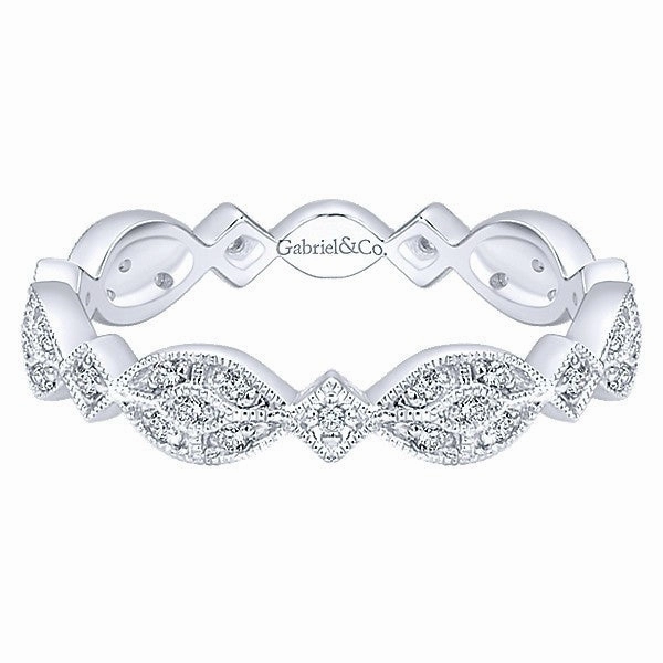 Modern Object All Match Vintage Style Stackable Diamond  Ring 14K White Gold