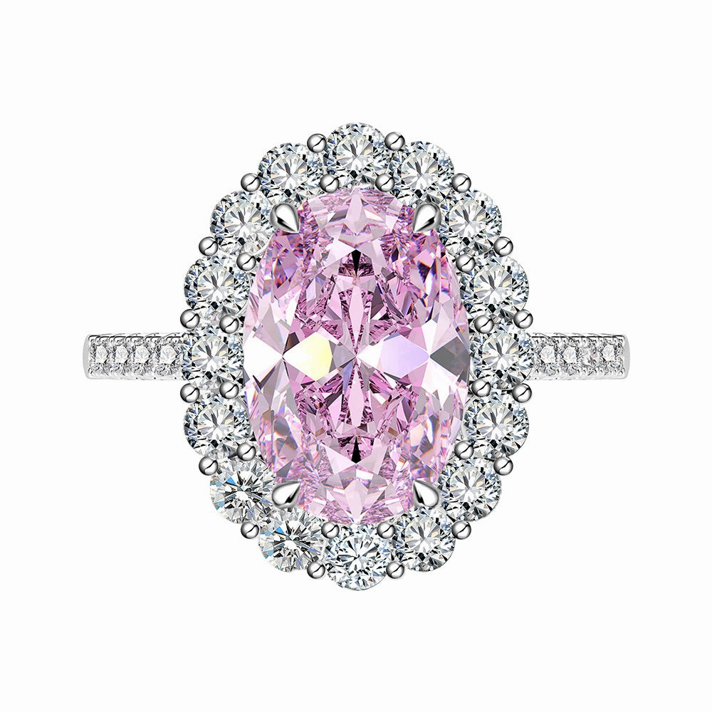Elegant accessory 5.6 Carat Light Pink Oval Diamond Ring in 925 Sterling Silver