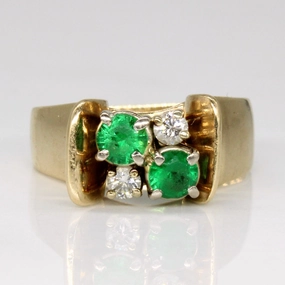 Emerald & Diamond High Set Ring | 0.44ctw, 0.14ctw | SZ 7.25 | Effortless Elegance Lively Feature