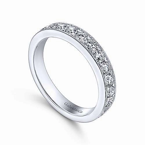 16-Stone Diamond Band with Milgrain Edging 14K White Gold Minimalist Product