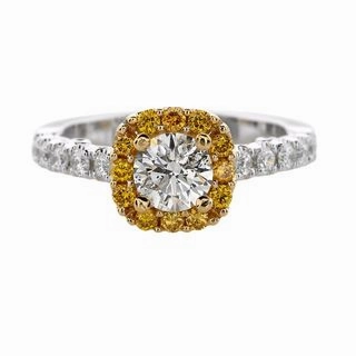 DIAMOND RING WITH FANCY YELLOW DIAMOND BEZEL AND DIAMONDS DOWN SHANK Durable Work Subtle Look