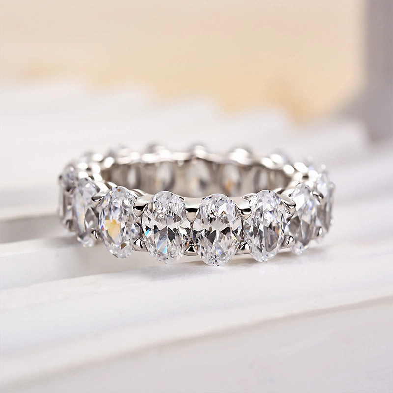 Louily Eternity Oval Cut Wedding Band For Women In Sterling Silver Cozy Detail