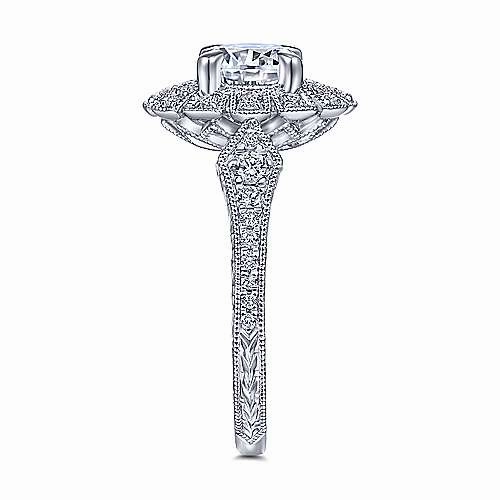 Timeless Craft Art Deco Halo Diamond Ring .32 Cttw 14k White Gold 583A