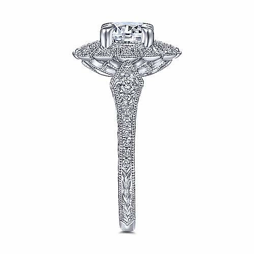 Iconic Style Trend Setter Art Deco Halo Diamond Ring .32 Cttw 14k White Gold 583A