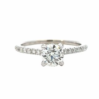 14 Karat White Gold Hidden Halo Engagement Ring (1.02cttw) Handcrafted Adornment