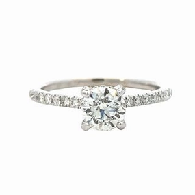 14 Karat White Gold Hidden Halo Engagement Ring (1.02cttw) Handcrafted Adornment