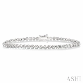 Rustic Charm Unfettered Fusions 1 Ctw Round Cut Diamond Illusion Tennis Bracelet in 10K White Gold